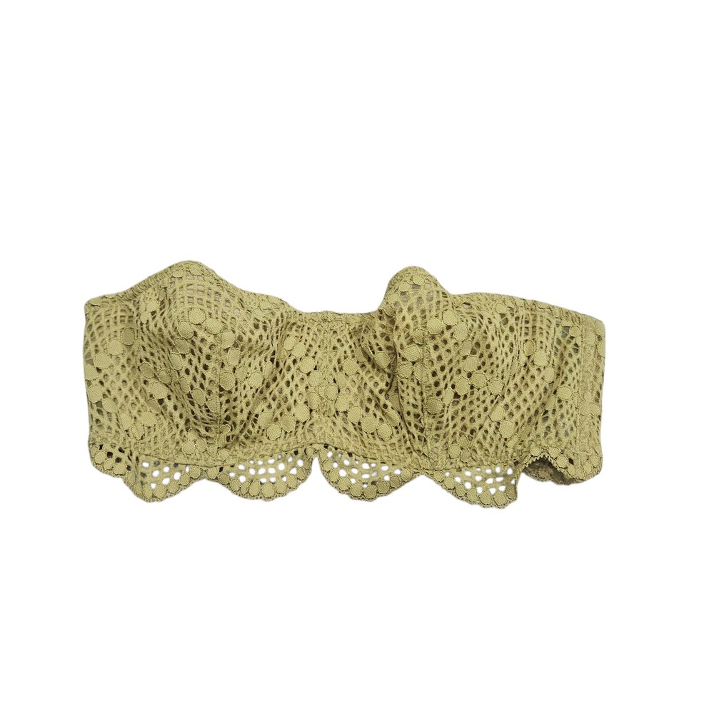 Victoria's Secret Green Lace Bandeau Bralette Strapless‎ Bra Scalloped M Fairy